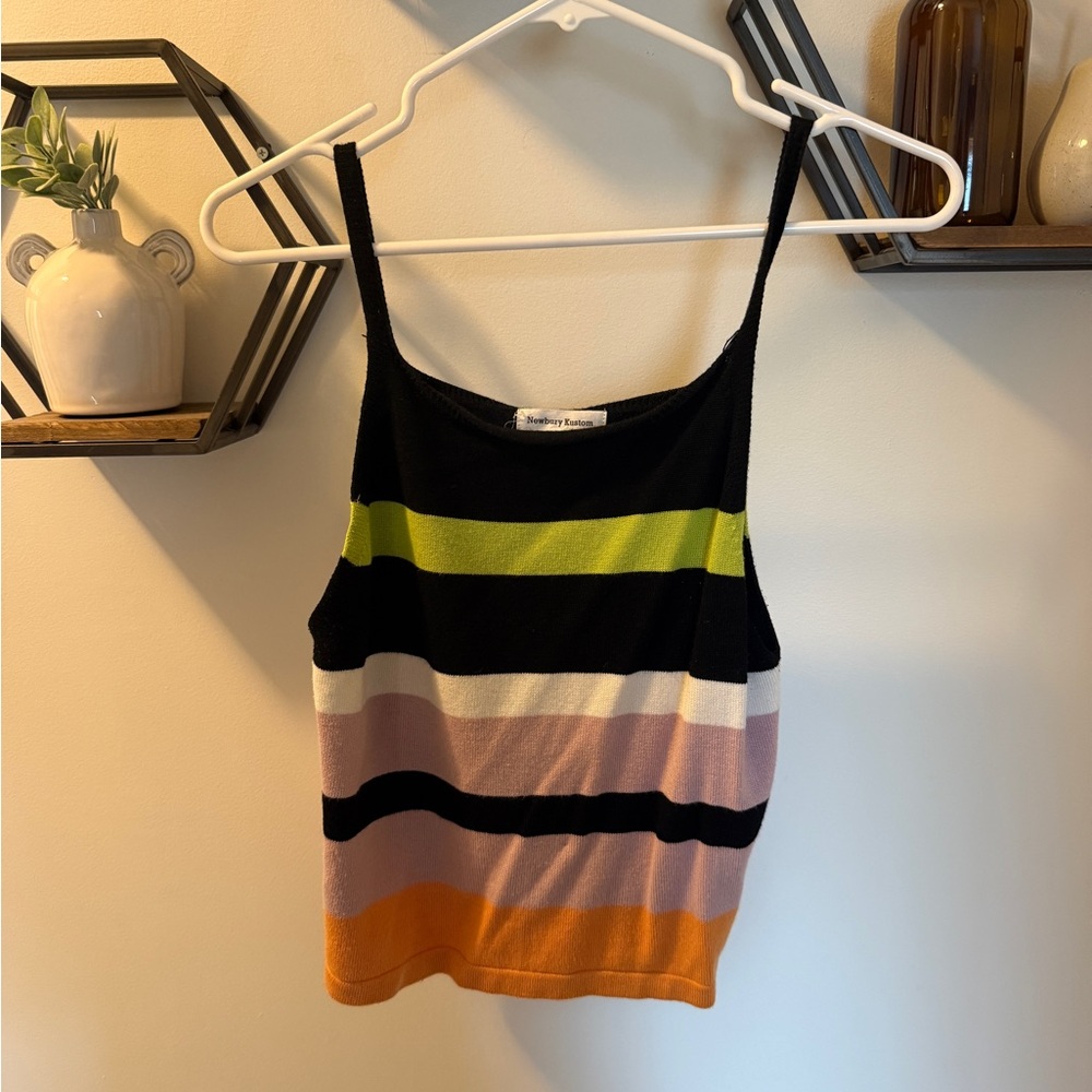 Newbury Kustom Black and Multicolor Striped Camisole